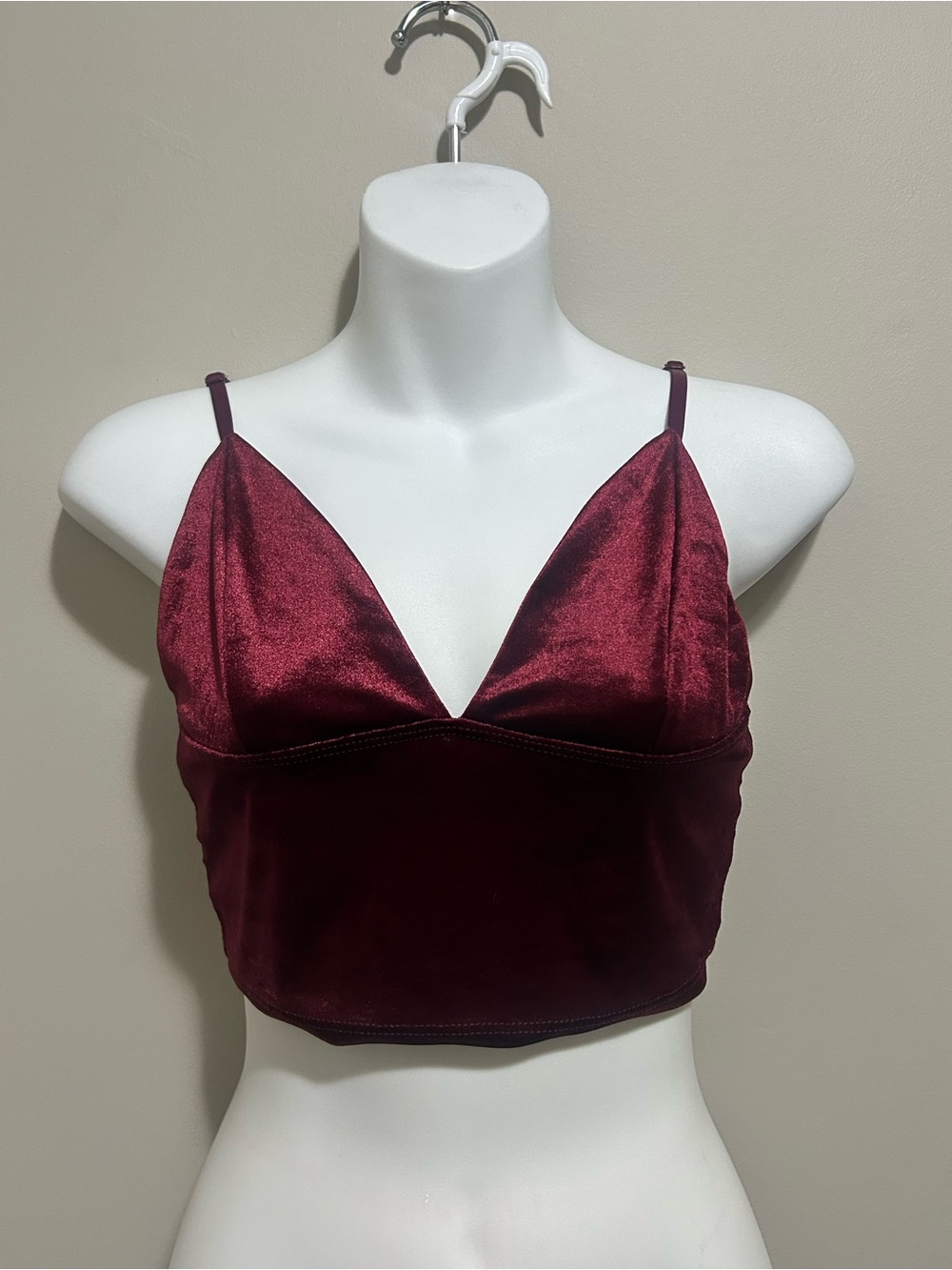 Velvet Burgundy Cropped Cami Top